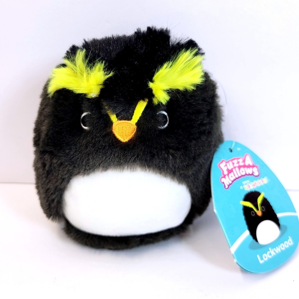 Squishmallows FuzzaMallows Lockwood Penguin 5" Black Yellow Plush Toy NWT